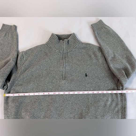 Polo Ralph Lauren Pullover Sweater Mens XXL Dark Gray w/Green Pony 1/4 Zip - Picture 5 of 10